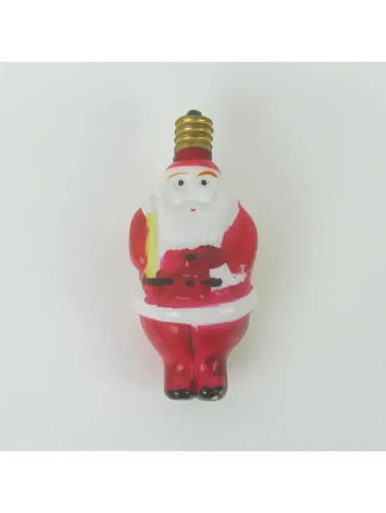 Vintage Santa Claus Christmas Milk Glass Light Bulb Figural Toy Sack Japan WORKS