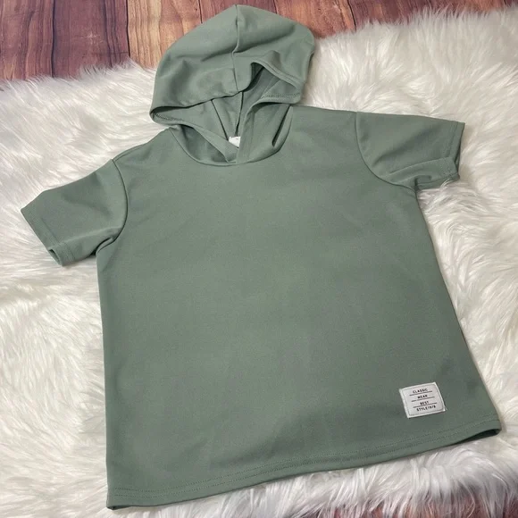 SHEIN Youth Boy Size 6 Hooded Short Sleeve Shirt