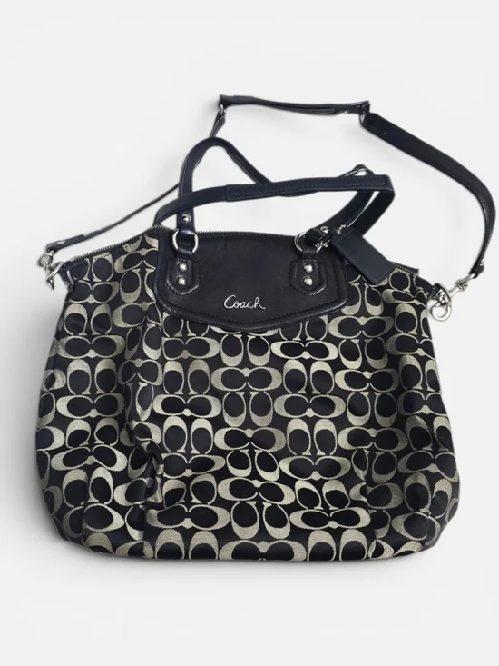 Coach Black Signature North/South Sachel Bag 25185