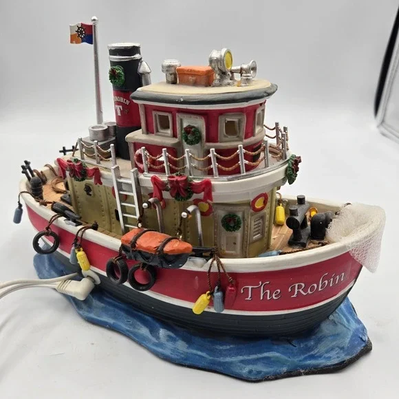 Lemax Carole Town 09 Collection The Robin Tug Boat Light Up Table Accent W Cord