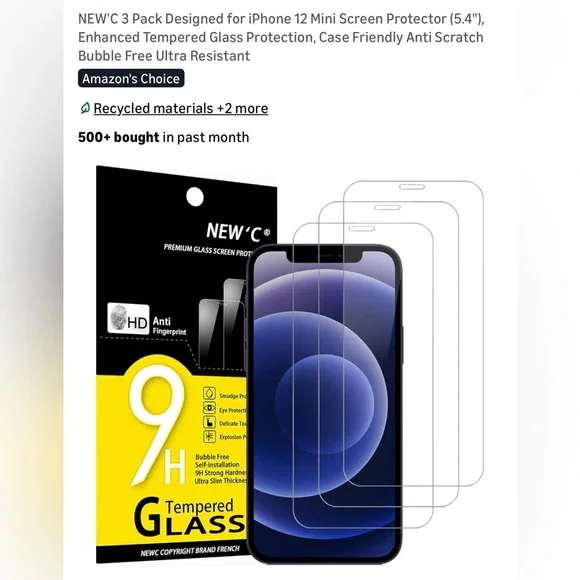 Tempered Glass Screen Protector for iPhone 12 Mini - Clear