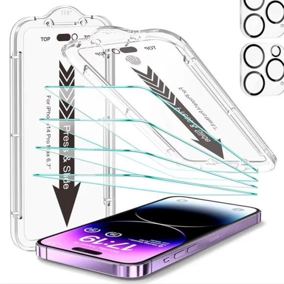 NIB EZ-GLAZ Clear Protective Screen Protector for iPhone 14Pro 4 Pack
