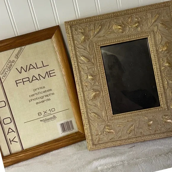 Intercraft Picture Frame Set 8x10 5x7 Brown Gold Good Solid Oak Ornate Cottage