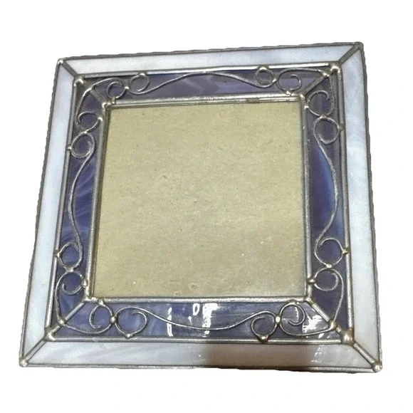 Vintage Stained Glass Picture Frame Purple 3.5
