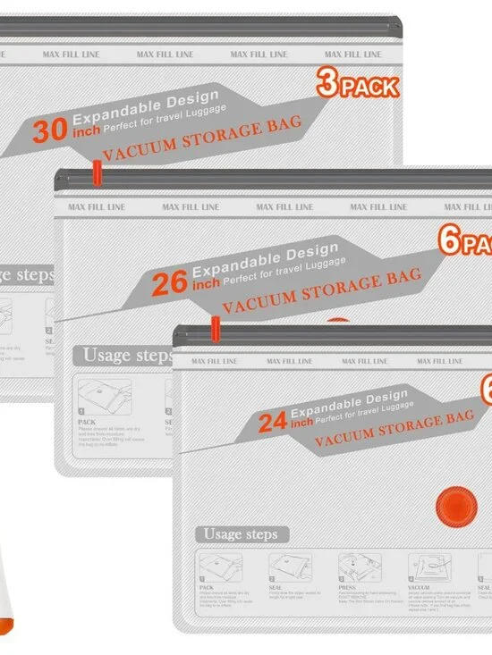 Travel Vacuum Bags with Pump - 15 Pack Space Saver Bag for Travel & Home, Clothe