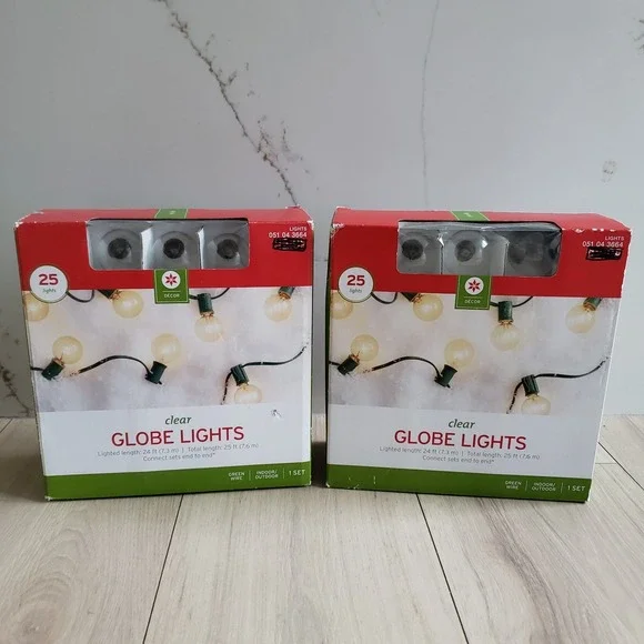 Globe String Lights 25 Clear Bulbs Room Essentials Outdoor/Indoor 2 New Pack