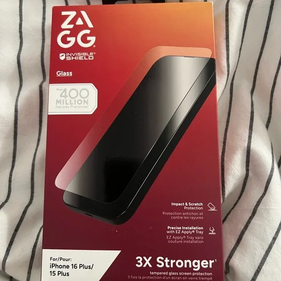 ZAGG InvisibleShield Glass Screen Protector for iPhone 16 Plus/15 Plus - Black