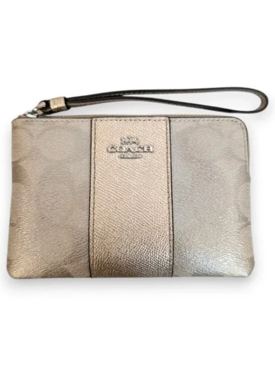 Coach Metallic Gold and Champagne Signature Wristlet NWOT in Gift Box