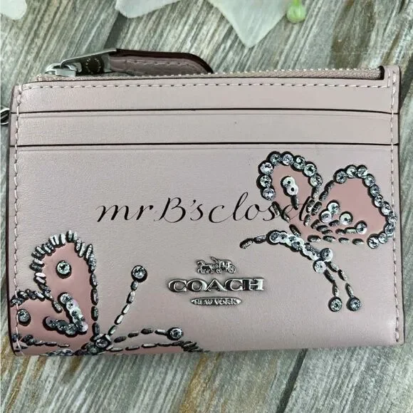 Authentic Coach Mini Skinny Id Case With Butterfly Print Wallet Bag Purse