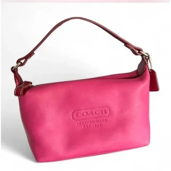 COACH 1941 DEMI LEATHERWARE FUCHSIA PINK RED LEATHER BAGUETTE CHARM TAG NEW NWOT
