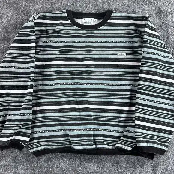 VTG 90’s Quiksilver Stripe Color abstract pattern Surf Crewneck Youth‎ XL