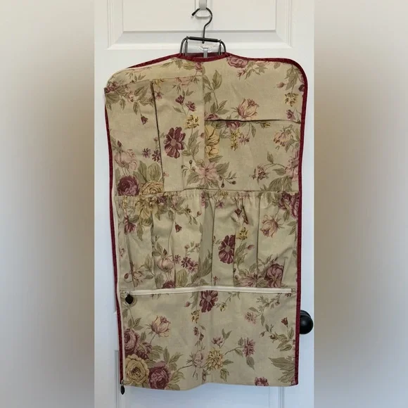 Brighton Floral Garment Bag - Cream and Burgundy