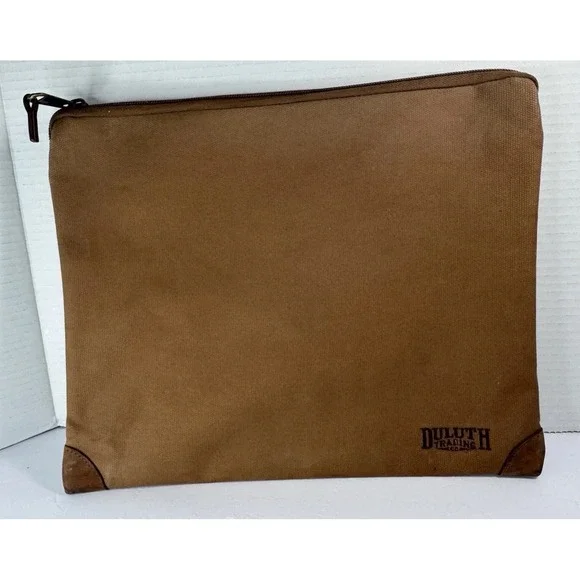 Duluth Trading Co Fire Hose Pants Brown 12x14 Canvas Zipper Utility Bag