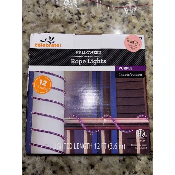 12ft‎ Purple Rope Lights Indoor/Outdoor NIB. 2519