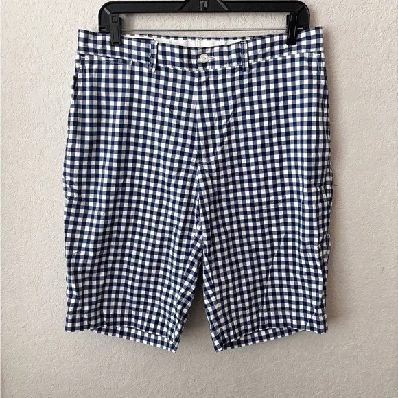 Polo by Ralph Lauren Navy and White Gingham Flat Front Shorts Size 34