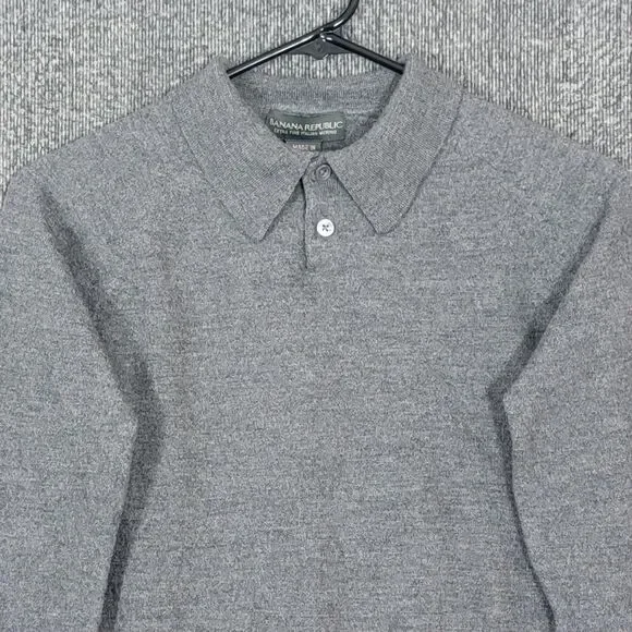 Banana Republic Sweater Boys M Gray Extra Fine Italian Merino Wool Long Sleeve