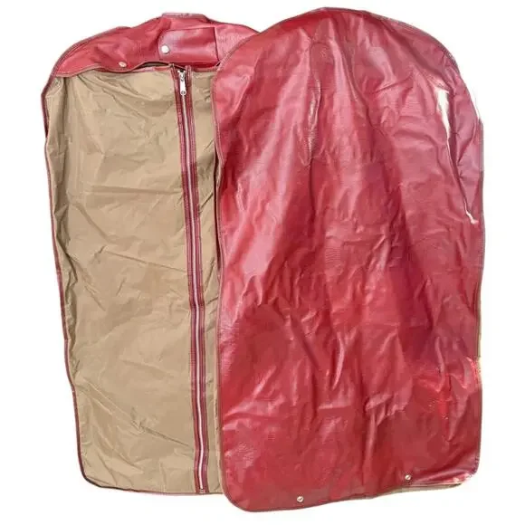 Sears Vtg Garment Bags Set of 2 Red & Beige Zipper Closure 41