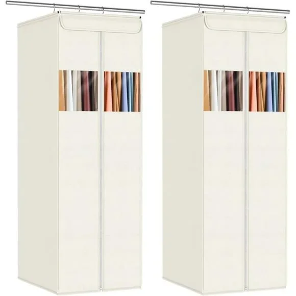 Clear Garment Bags 2 Pack Large Hanging Closet Clothes Storage Dustproof Suit Co