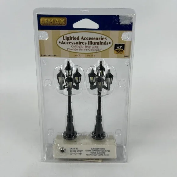 Lemax Village Collectibles Old English Street Lamp Set 2‎ 34902A Lighting 2003