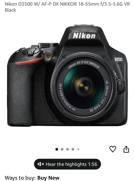 Nikon Black DSLR Camera with AF-P DX NIKKOR 18-55mm Lens