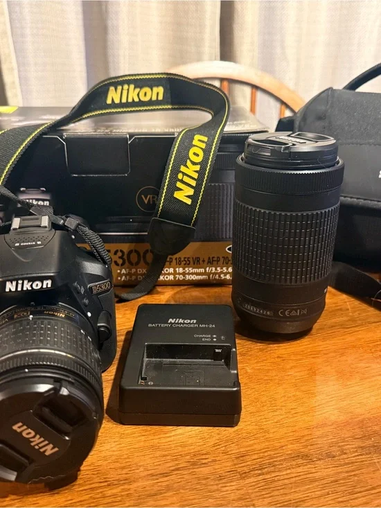 Nikon Black DSLR Camera Kit with Dual Lenses and Charger