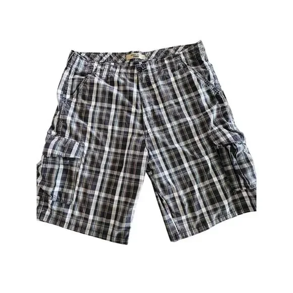 Wrangler Men’s Cargo Utility Shorts Plaid Blue Green Size 38