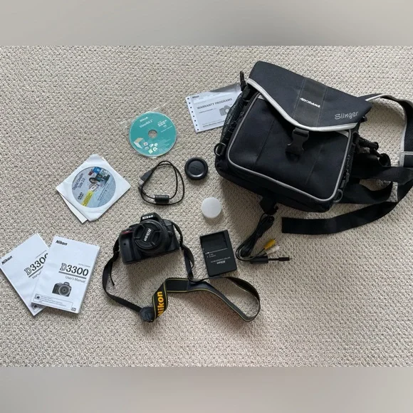 Nikon D3300 DSLR with bag and accessories