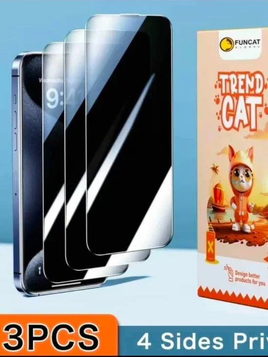 NEW 3PCS, FULL Privacy Screen Protector. Screen film for iPhone 15 Pro