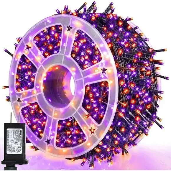 Halloween String Lights 164FT 500 LED Purple Orange 8 Modes Indoor Outdoor Decor