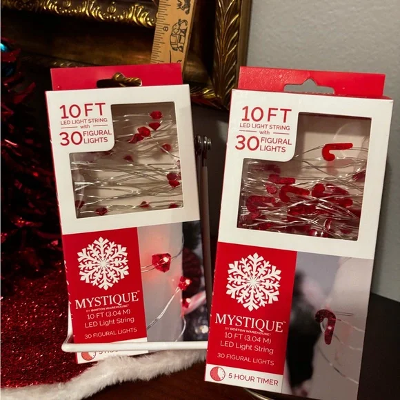NWT In box Mystique Boutique Red LED Holiday String Lights