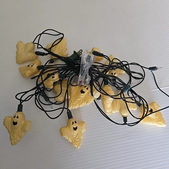 15 Vtg Ghost Face‎ Scream Blow Mold String Light Covers Halloween 2