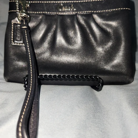 Coach Black Leather Wristlet