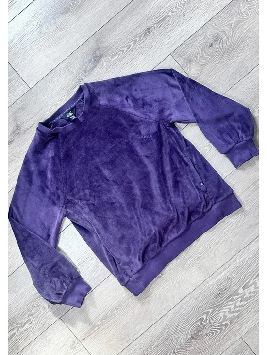 Athleta Girl Double Cozy Karma Velour Pullover Crewneck Plum Purple
