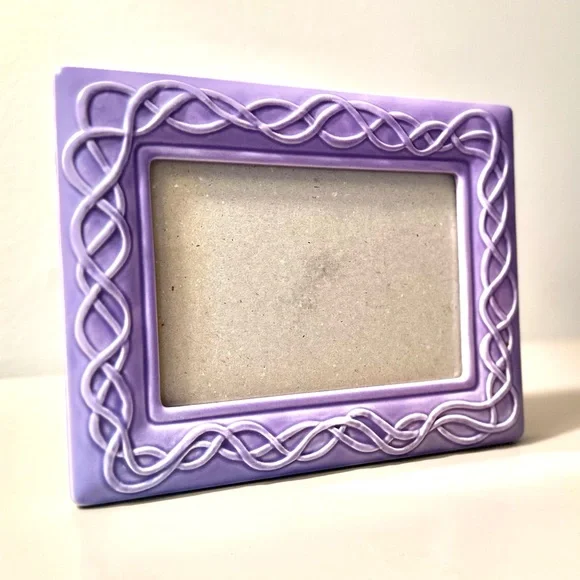 Ceramic Light Purple Design Picture Frame for 5x7 Photo w/ Kickstand