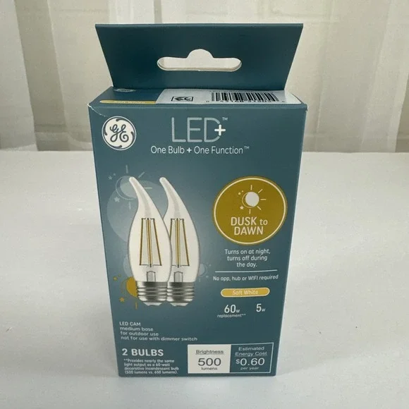 GE LED+ CA11 Dusk to Dawn Light Bulbs Automatic On/Off Outdoor Security New