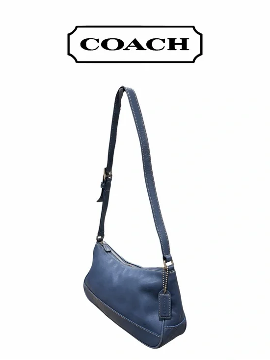 Coach VINTAGE Hampton Demi Blue Leather Shoulder Bag