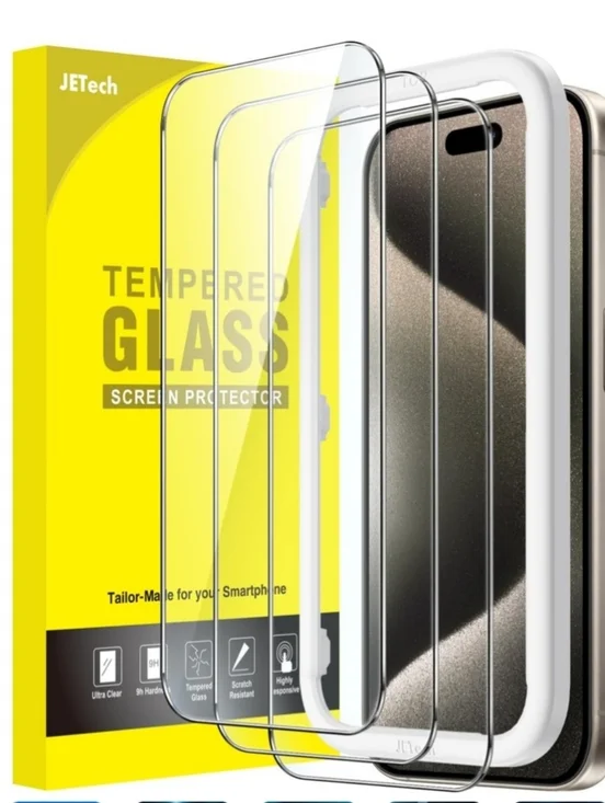 NWT JETech Screen Protector for iPhone 15 Pro Max 6.7-In 3 Pk