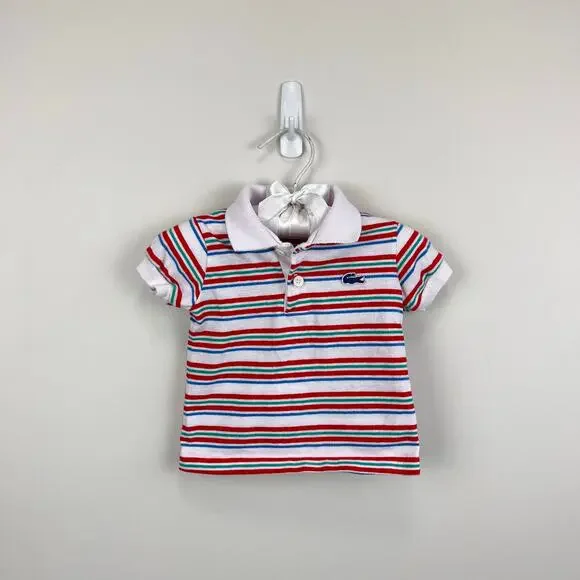 Vintage Izod Lacoste Short Sleeve Striped Polo Shirt 12 Months
