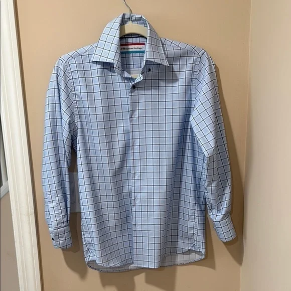 American Heritage Boys Blue Checkered Dress Shirt