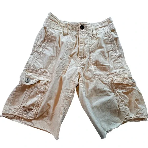American Eagle Cargo Shorts Mens 26 Off White Ripstop Cotton Utility Skater Y2K
