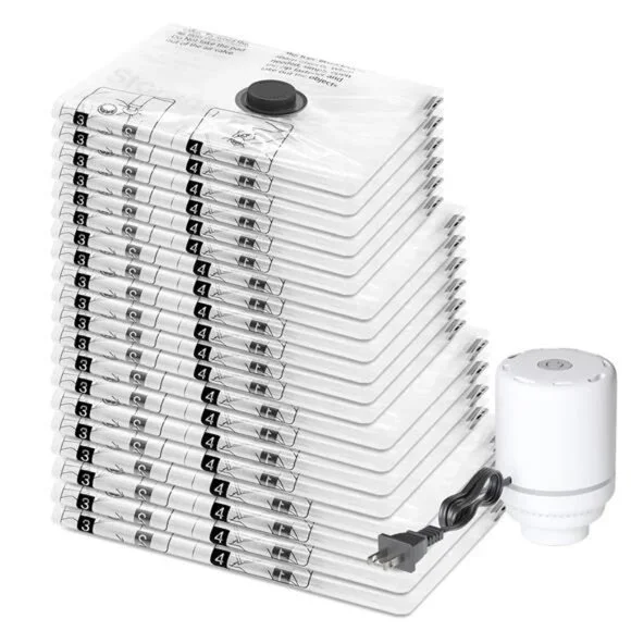 20 Pack Vacuum Storage Bags with Electric Pump, Compression Packing Seal Space