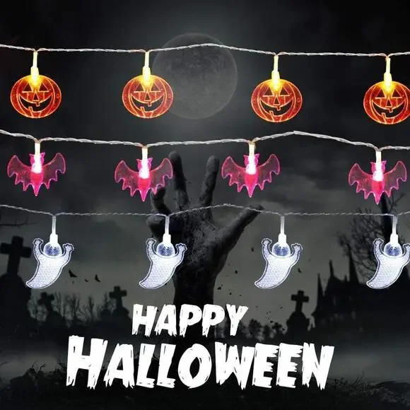 Halloween LED Light Bat Pumpkin Ghost Festival Led String Lights Decor
