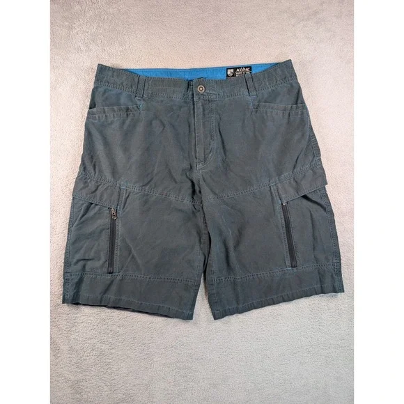 Kuhl Mens Cargo Shorts Size 40 Charcoal Gray Blue Stitching Patina Outdoor Gorp