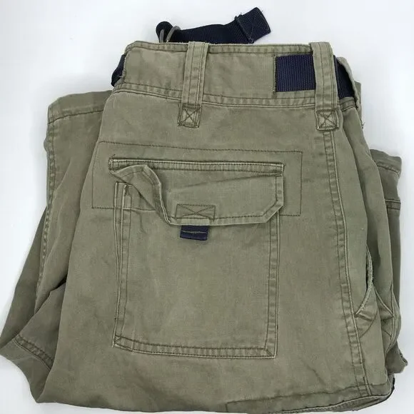 Abercrombie Fitch Men's Large Green Cargo Utility Baggy Y2K Belted Cargo‎ Shorts