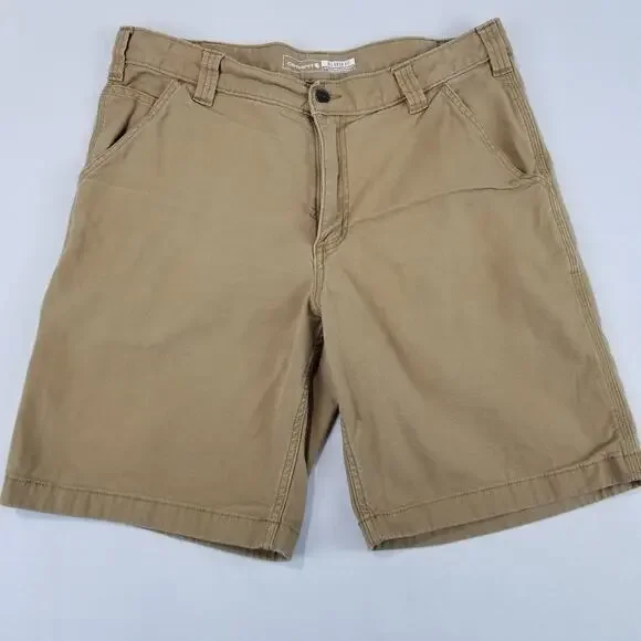 Carhartt Shorts Mens 36 Rugged Flex Relaxed Fit Canvas Work Khaki Tool BS2514-M