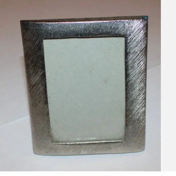 Silver Tone Brushed Metal Tabletop 3.5 x 5 Picture Frame with Glass Front heavy