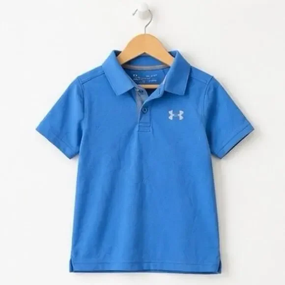 Under Armour Youth Small Blue Heat Gear Golf Polo