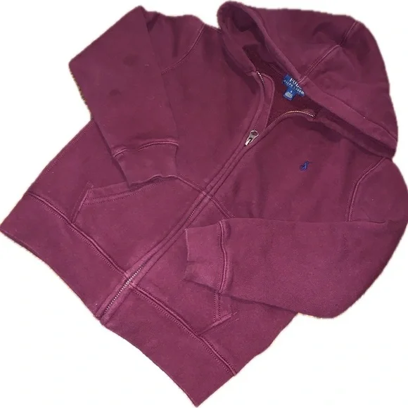 Polo by Ralph Lauren Kids Hoodie Jacket Sweater Burgundy Red Pony Logo Youth 6