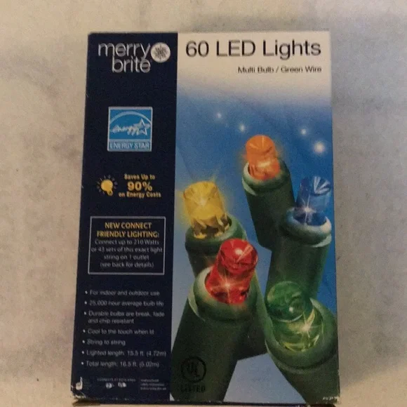 Merry brite 4 boxes of 60 led Lights NIB multi colored
