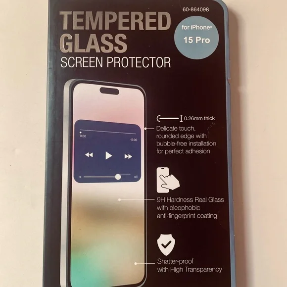Tempered Glass Screen Protector for iPhone 15 Pro